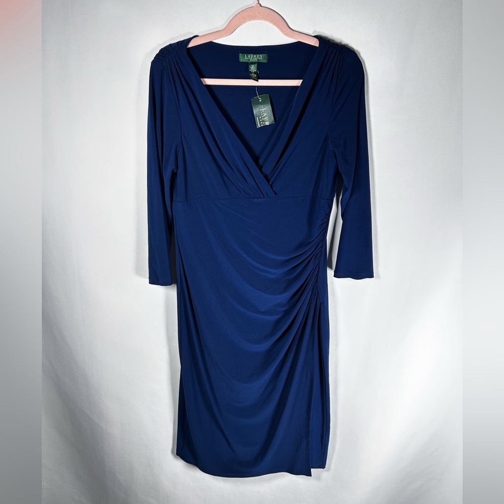 Lauren Ralph Lauren Blue Draped Dress